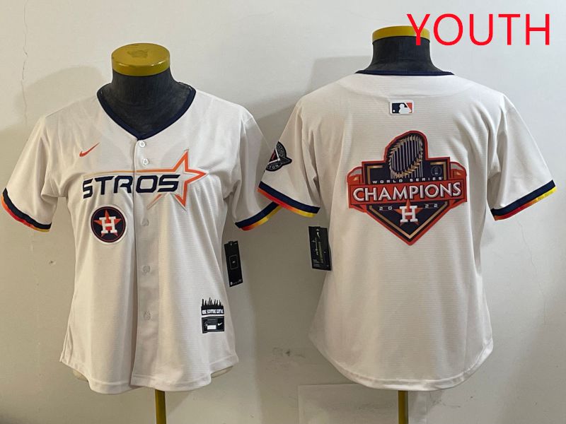 Youth Houston Astros Blank Cream Three generations Joint Name 2025 Nike MLB Jersey style 41024->youth mlb jersey->Youth Jersey